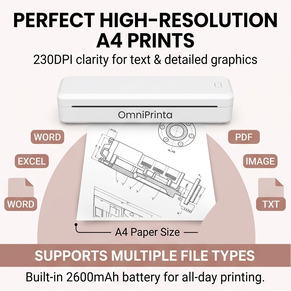 OmniPrinta™ Wireless Inkless A4 Printer
